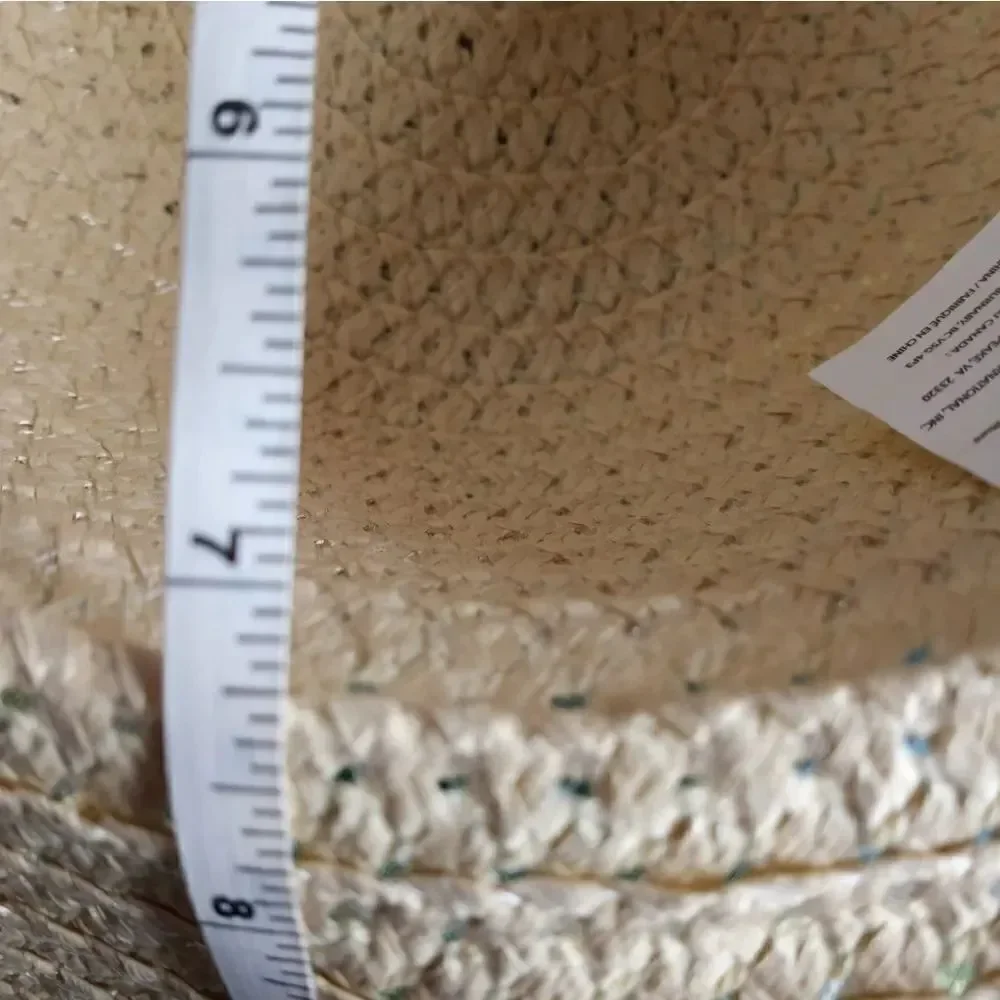 Floppy Wide Brim Summer Sun Beach Hat Natural Color Blue Ribbon Paper